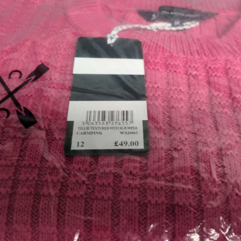 CREW CLOTHING COMPANY TILLIE TEXTURED STITCH JUMPER – PINK, UK SIZE 12
