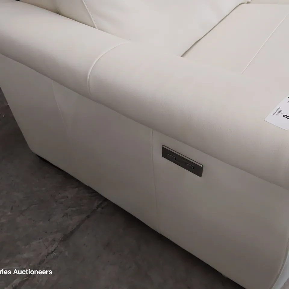 QUALITY ITALIAN DESIGNER ADRIANO POWER RECLINING THREE SEATER SOFA WHITE LEATHER 