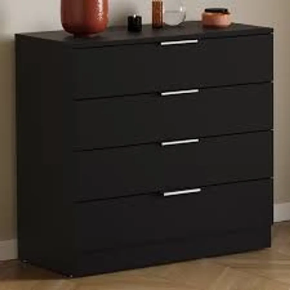 BOXED VIDA TREGA 4 DRAWER CHEST - BLACK (1 BOX)