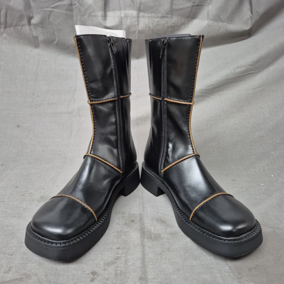 BOXED PAIR OF MIISTA DAHLIA BOOTS IN BLACK EU SIZE 38