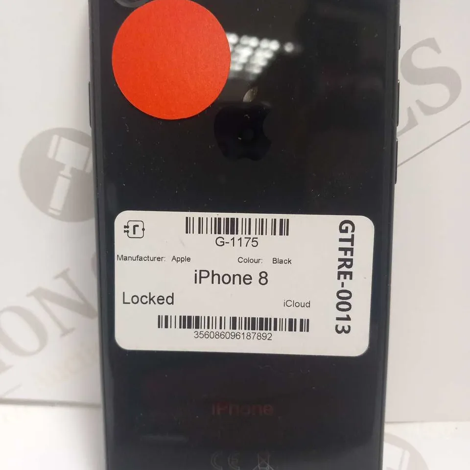 APPLE IPHONE 8 IN BLACK - LOCKED TO ICLOUD