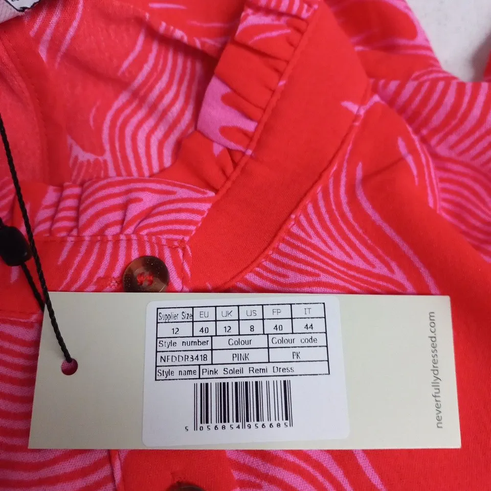 NEVER FULLY DRESSED PINK SOLEIL REMI DRESS, UK 12 (EU 40, US 8) – WITH TAG