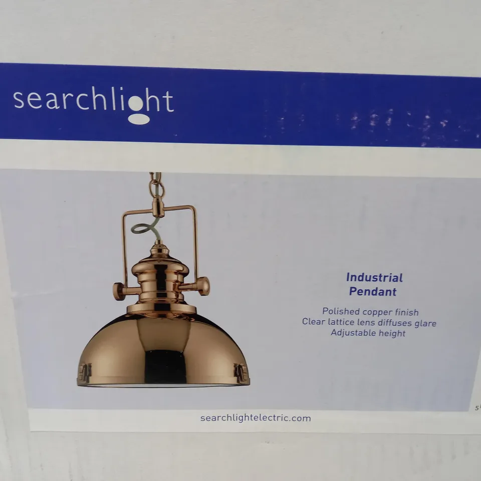 BOXED MILO LIGHTING INDUSTRIAL 1-LAMP PENDANT CEILING LIGHT IN COPPER