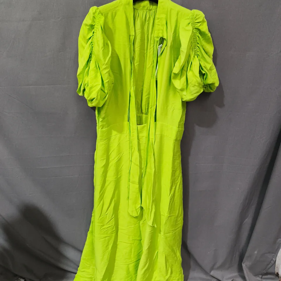 CARPO LIME GREEN DRESS WITH VOLUMINOUS SLEEVES – WOMEN'S SIZE 14