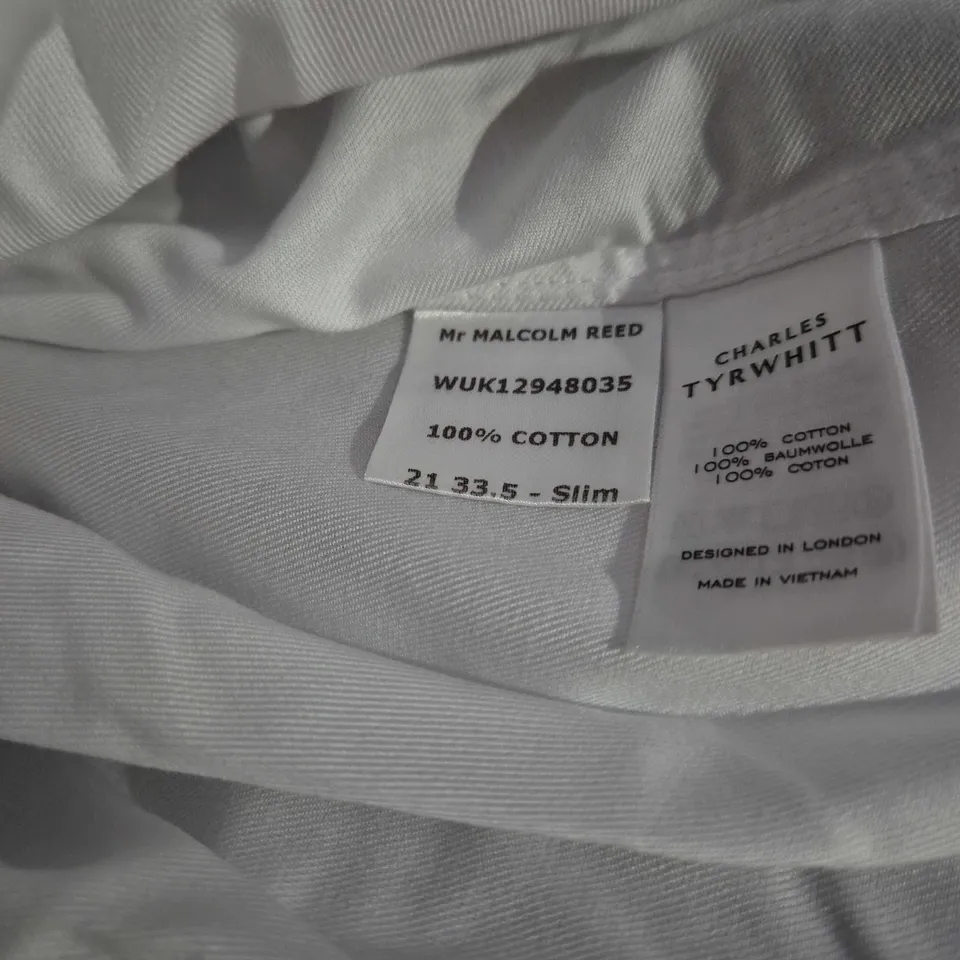 CHARLES TYRWHITT MR MALCOLM REED WHITE COTTON SHIRT – SLIM FIT. NECK 21, SLEEVE 33.5