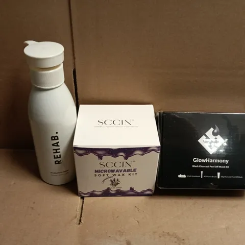 APPROXIMATEY 20 ASSORTED HEALTH AND BEAUTY PRODUCTS TO INCLUDE BLACK CHARCOAL PEEL OFF MASK, SOFT WAX KIT, REHAB SHAMPOO MILK ETC 