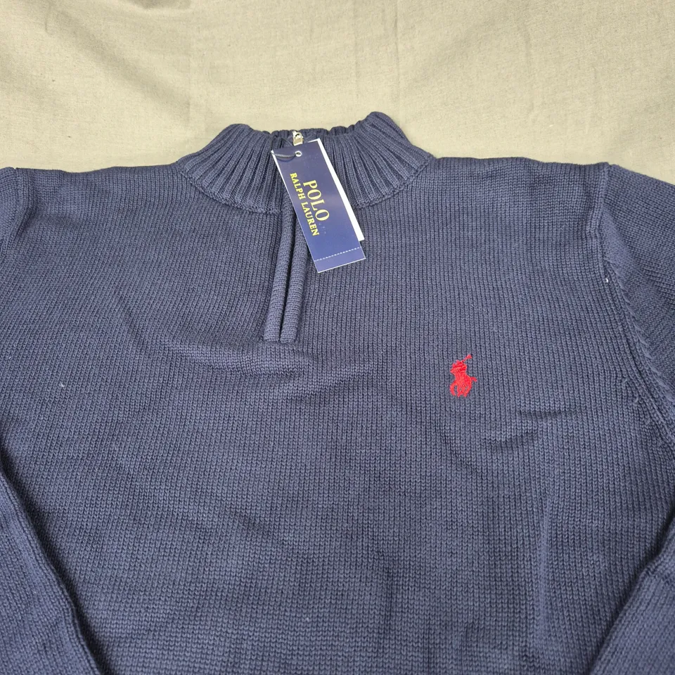 POLO RALPH LAUREN 1/4 ZIP KNITTED JUMPER SIZE XXL