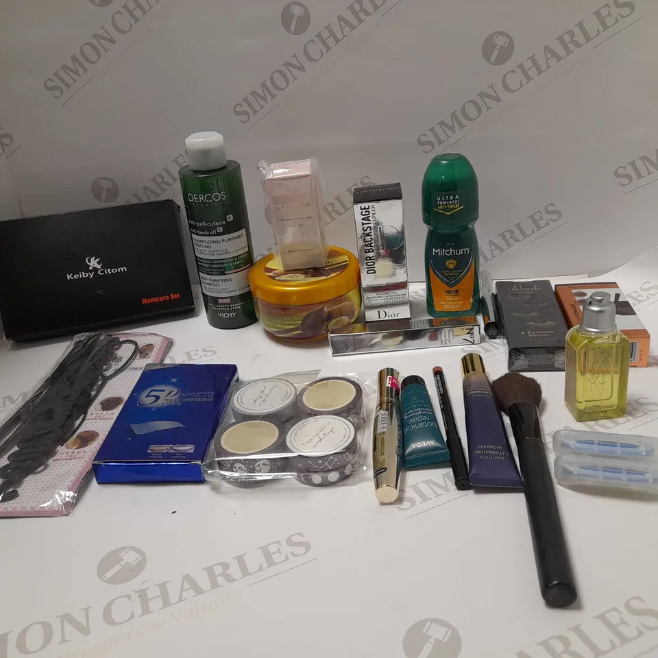 BOX OF APPROX 20 ASSORTED COSMETIC ITEMS TO INCLUDE EVELINE, DERCOS AND DEODRANTS 