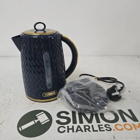 TOWER ELECTRIC KETTLE – DARK BLUE WITH GOLD TRIM