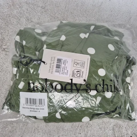 BAGGED NOBODY'S CHILD PETITE ADDISON MIDI DRESS IN GREEN SIZE UK 6