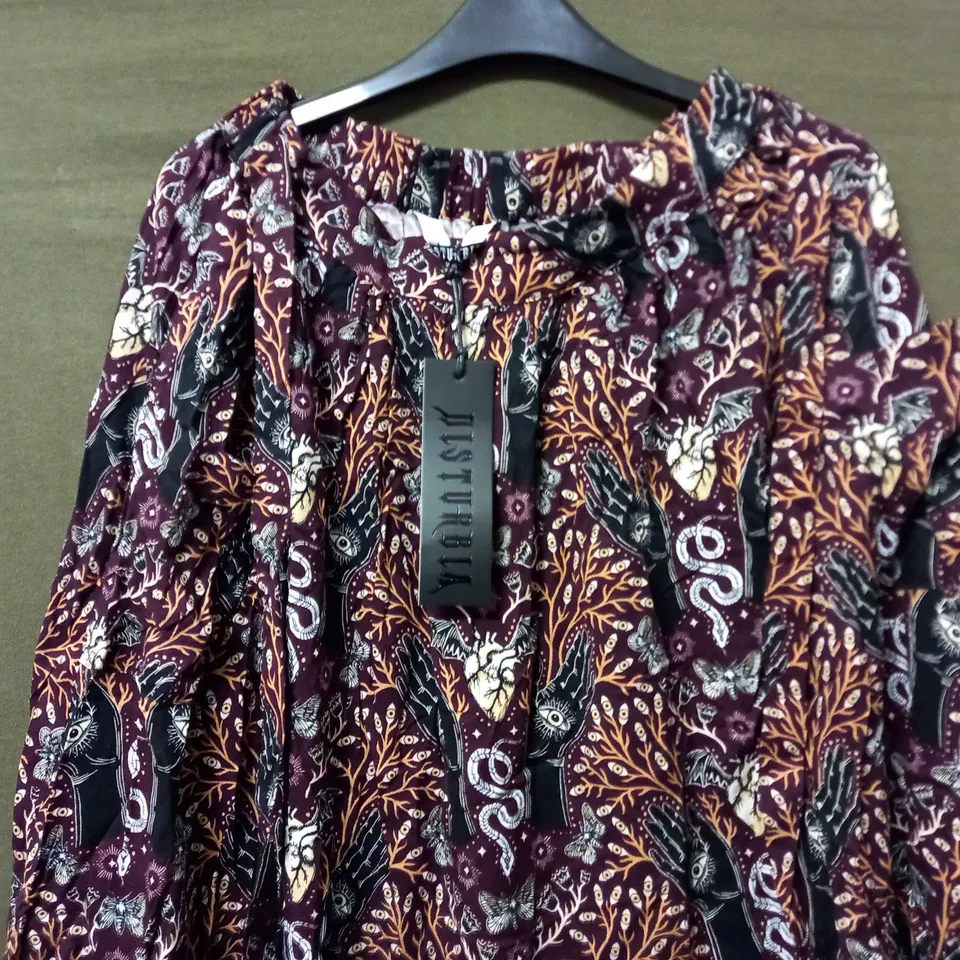 DISTURBIA HEMLOCK TIE DETAIL MIDI SKIRT IN DEEP PURPLE - UK 10