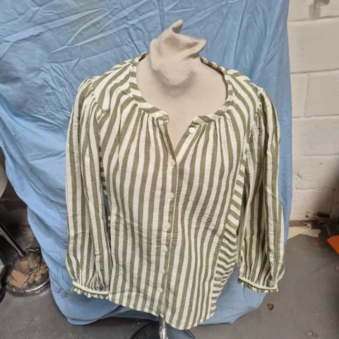 BODEN WOMEN'S STRIPED LINEN-BLEND BLOUSE – UK 14