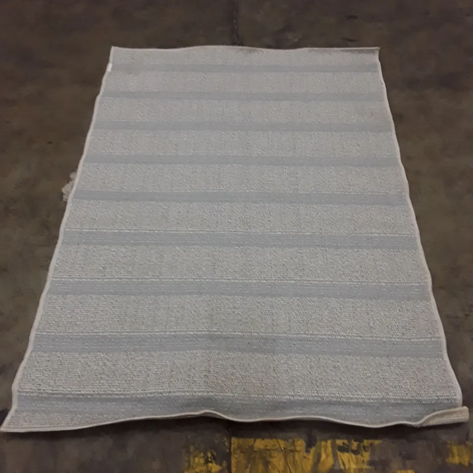 STRIPED RUNNER RUG, GREY & WHITE 160X115CM APPROXIMATELY