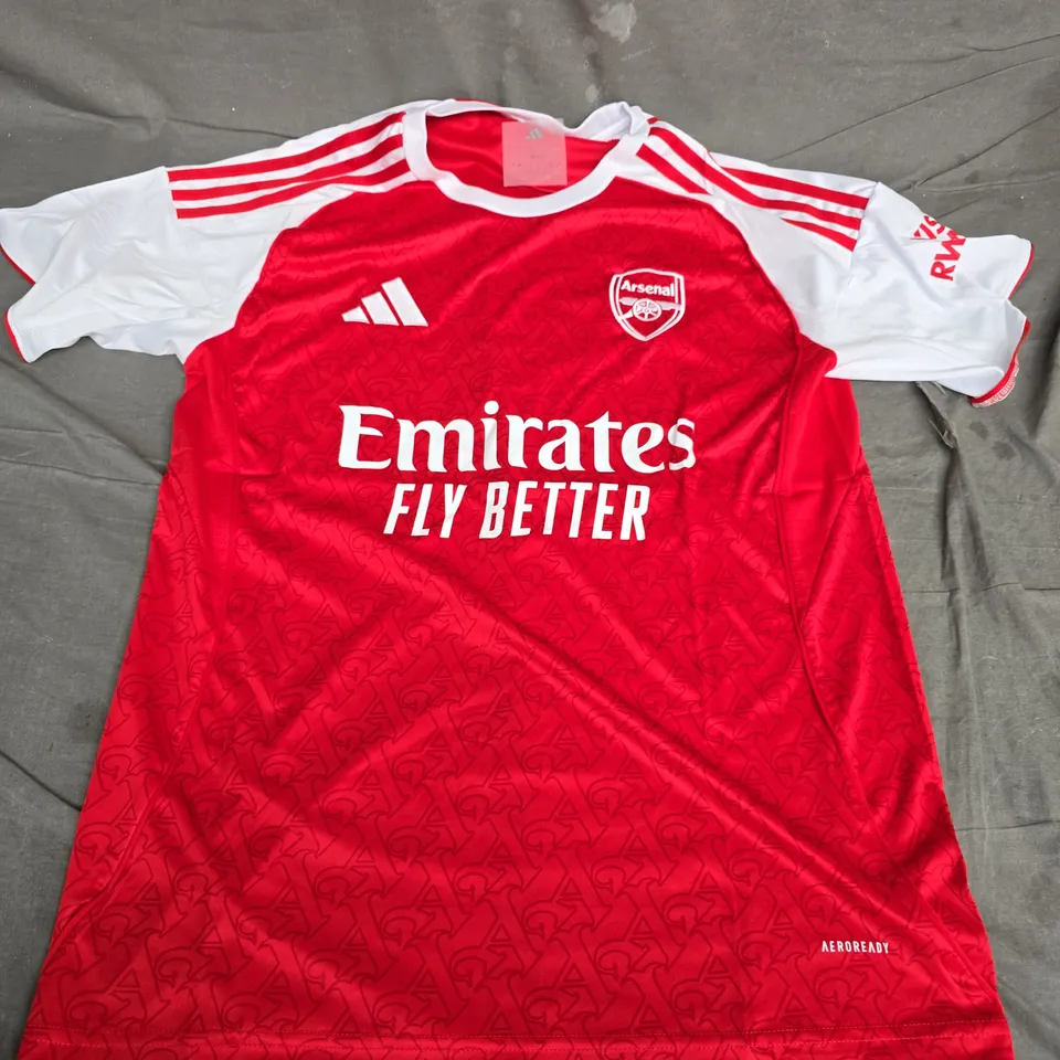 ARSENAL FC HOME SHIRT – RED WITH WHITE SLEEVES, ADIDAS, EMIRATES FLY BETTER, SIZE L