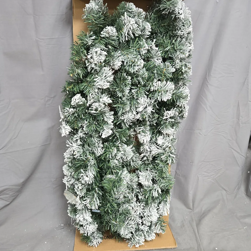 9FT PRE-LIT FLOCKED EMPEROR GARLAND