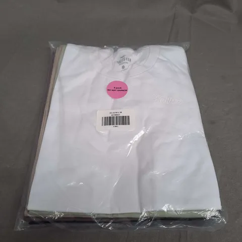 SEALED HOLLISTER SET OF 5 SMALL LOGO T-SHIRTS IN VARIOUS COLOURS - EXTRA SMALL