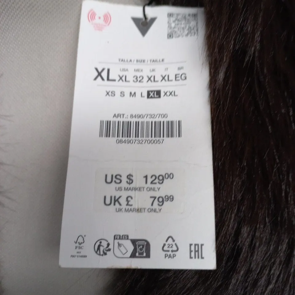 ZARA FAUX FUR OPEN FRONT JACKET IN BROWN - XL