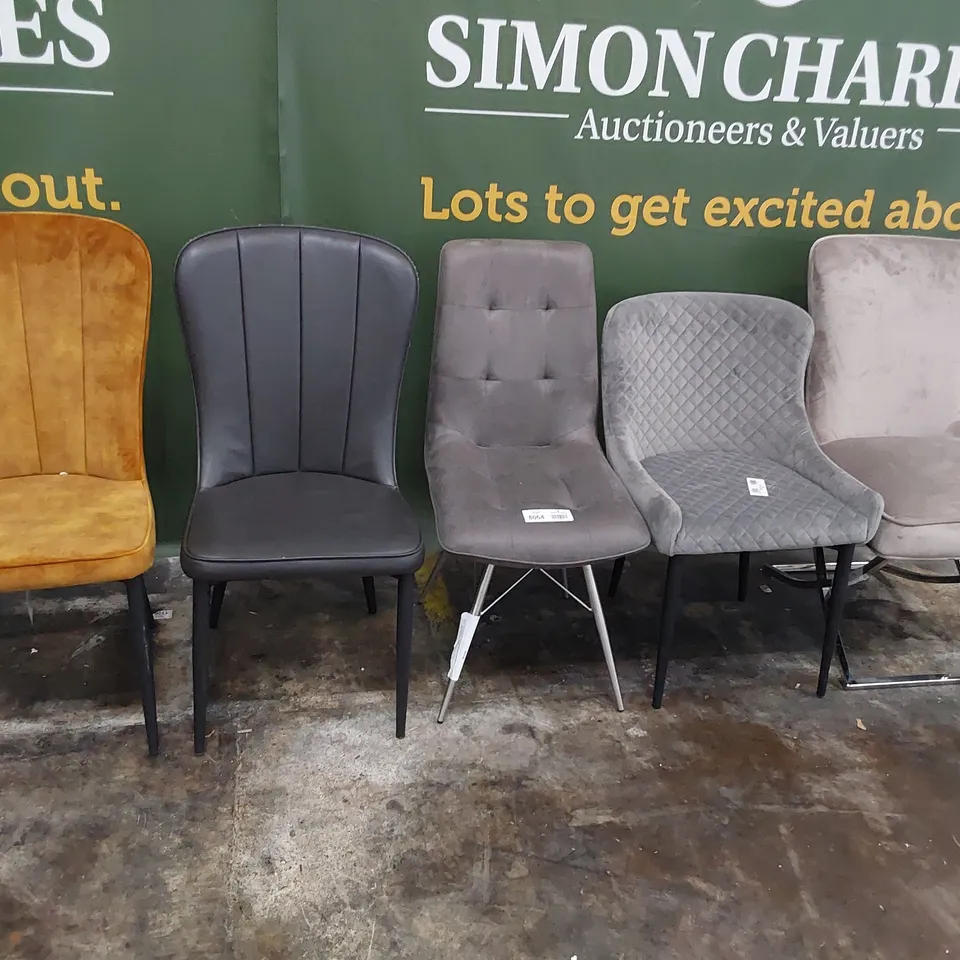FIVE ASSORTED UPHOLSTERED DINING CHAIRS 