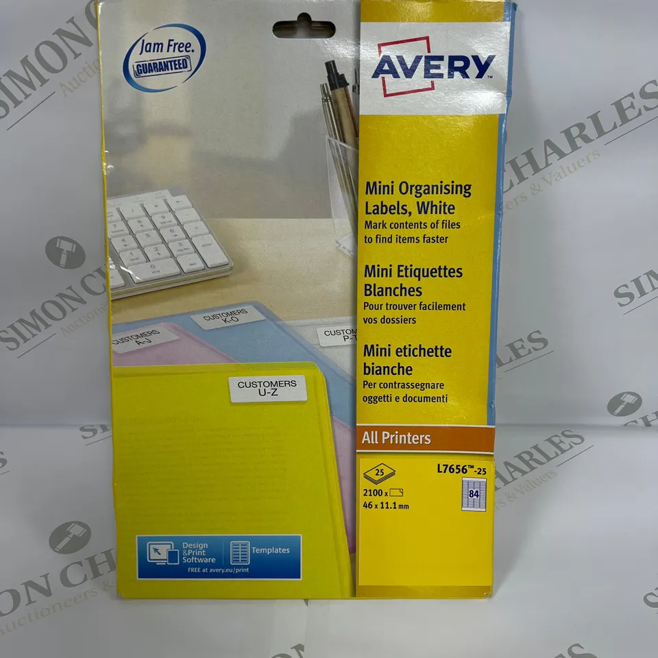 AVERY MINI ORGANISING LABELS IN WHITE 