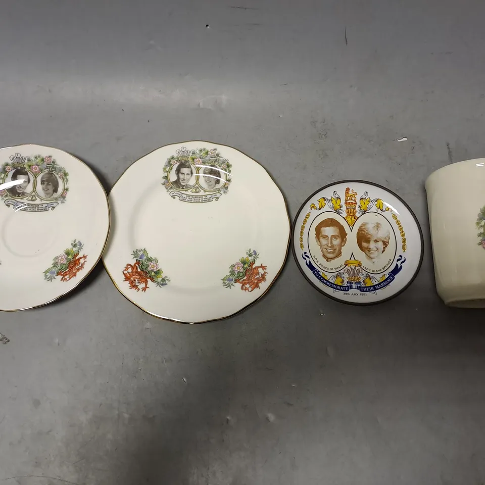 BOX OF 4 KING CHARLES & PRINCESS DIANA PLATE , DISH & MUG - COLLECTION ONLY