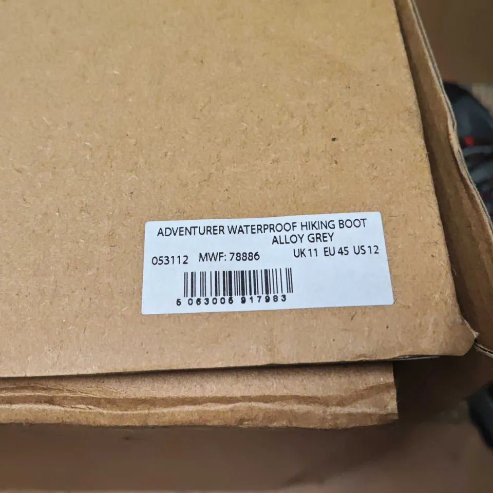BOXED MOUNTAIN WAREHOUSE ADVENTURER WATERPROOF HIKING BOOTS – ALLOY GREY, UK 11 (EU 45, US 12)