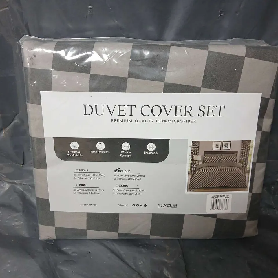 CHESS PATTERN PRINTED DUVET COVER SET (DOUBLE)