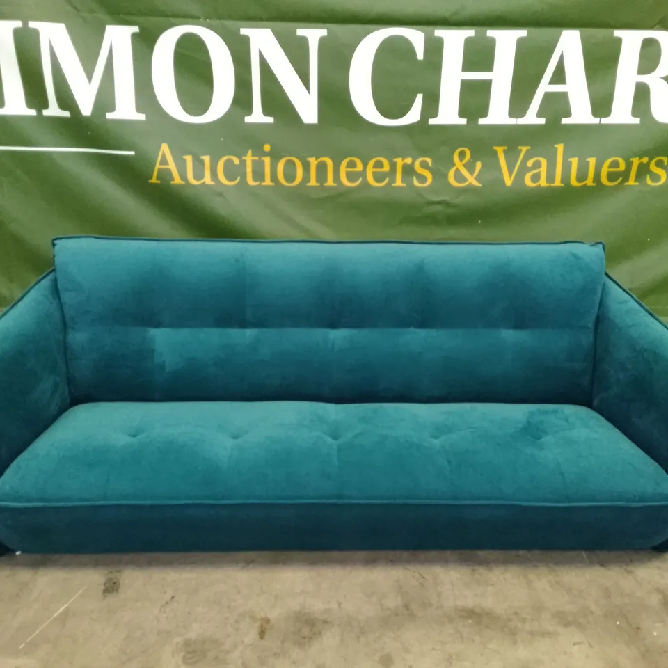 QUALITY ITALIAN DESIGNER SEVILLE LARGE SOFA - TEAL VELVET FABRIC