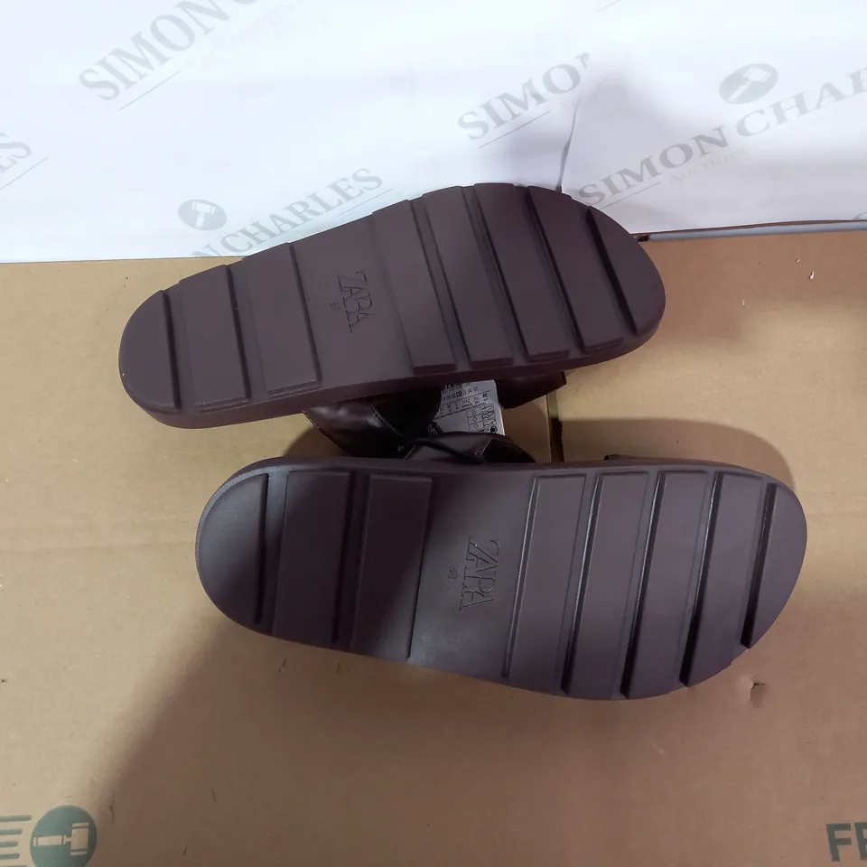 PAIR OF ZARA BROWN SANDALS SIZE 38