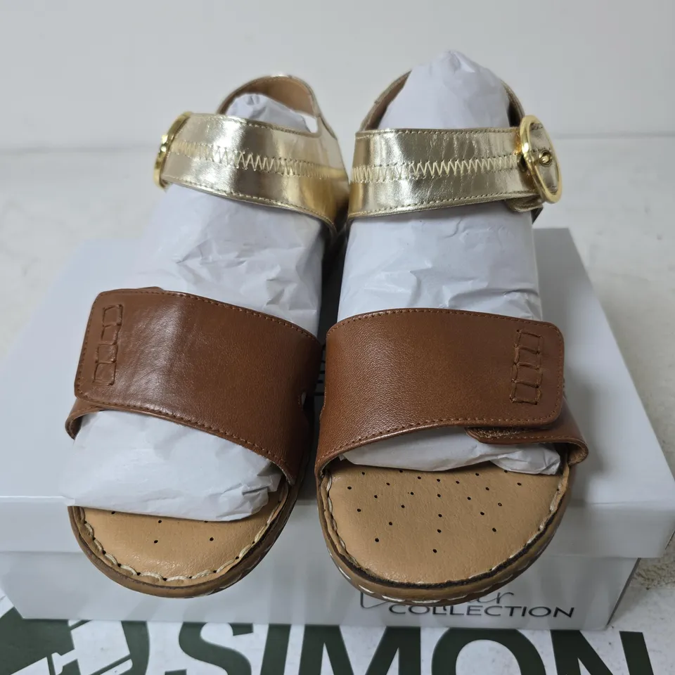 BOXED LEATHER COLLECTION NATASHA SANDALS, GOLD - SIZE 7