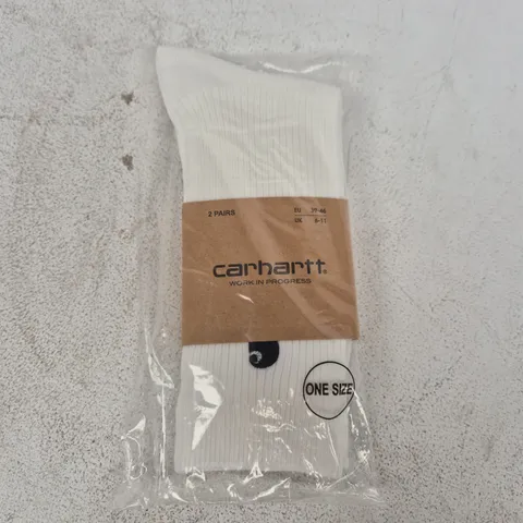 BAGGED CARHARTT MADISON PACK SOCKS (2 PAIRS) IN WHITE SIZE UK 6-11