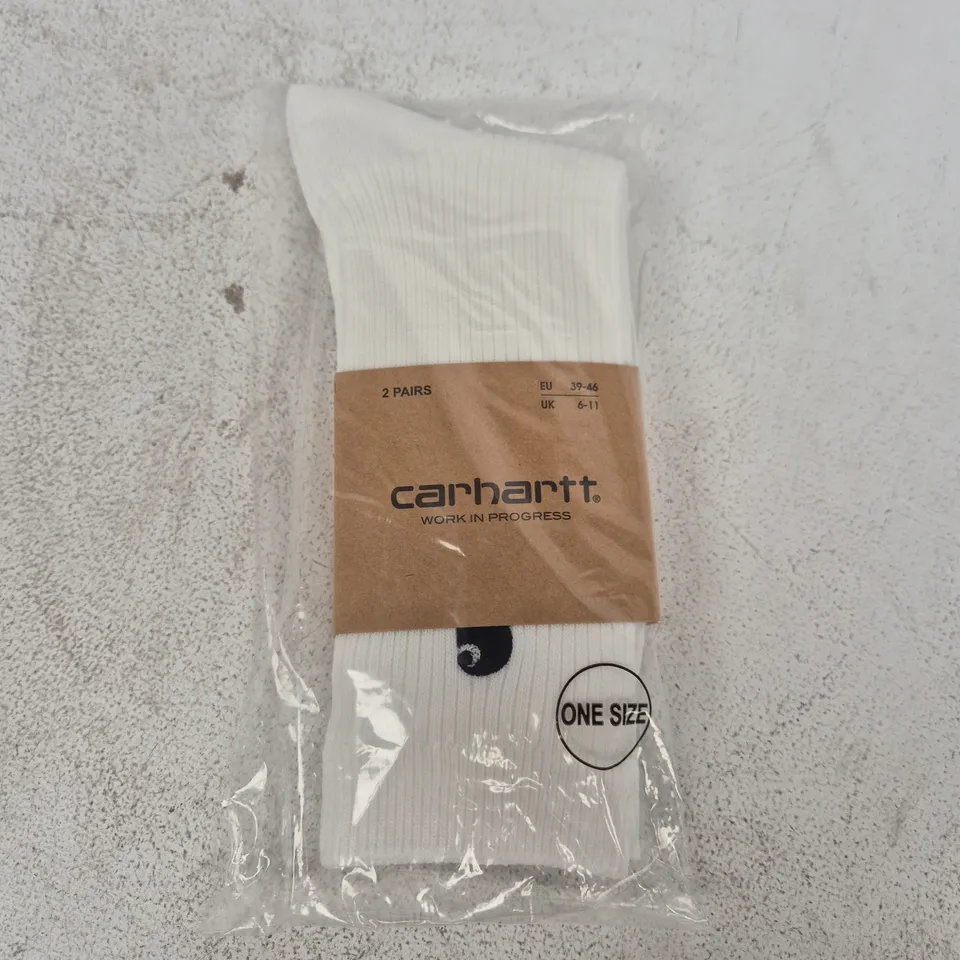 BAGGED CARHARTT MADISON PACK SOCKS (2 PAIRS) IN WHITE SIZE UK 6-11
