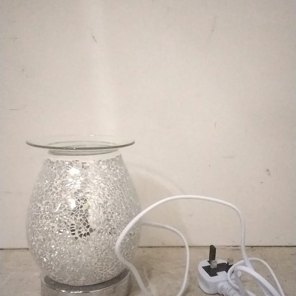 BOXED SENSE AROMA SILVER EGG SHAPE MOSIAC FRAGRANCE WARMER 