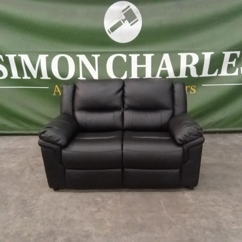 ALBION LUXURY FAUX LEATHER HIGH BACK 2 SEATER SOFA - BLACK RRP £519