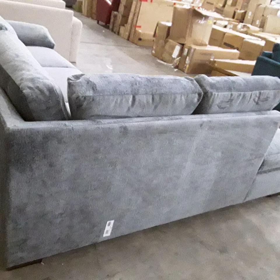 QUALITY DESIGNER  L SHAPED SOFA WITH LHF CHAISE - SMOKE FABRIC 