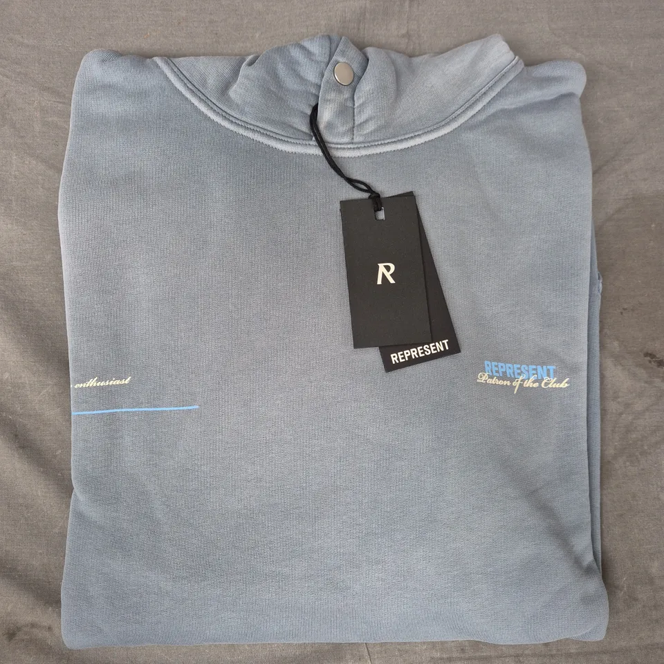 REPRESENT PATRON OF THE CLUB HOODIE IN WASHED GREY SIZE MEDIUM