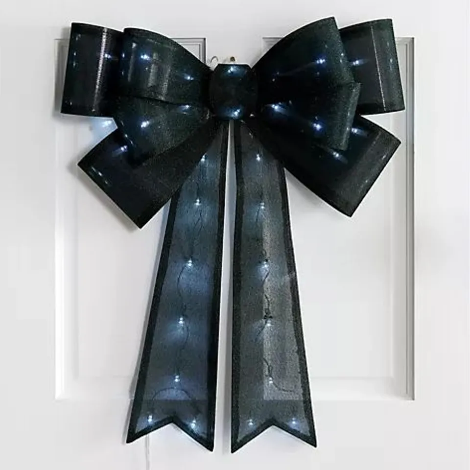 FESTIVE LARGE PRE-LIT DOOR BOW