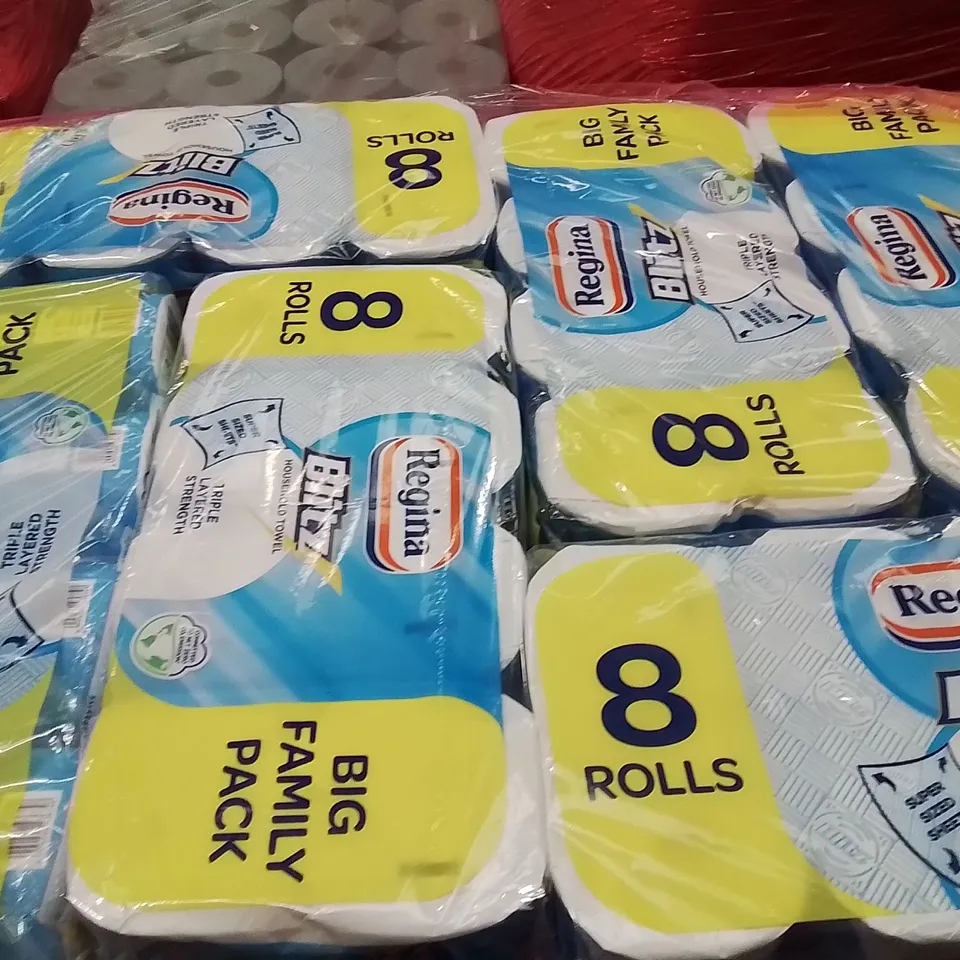 PALLET OF REGINA BLITZ KITCHEN ROLL FAMILY PACK APPROXIMATELY 32 PACKS