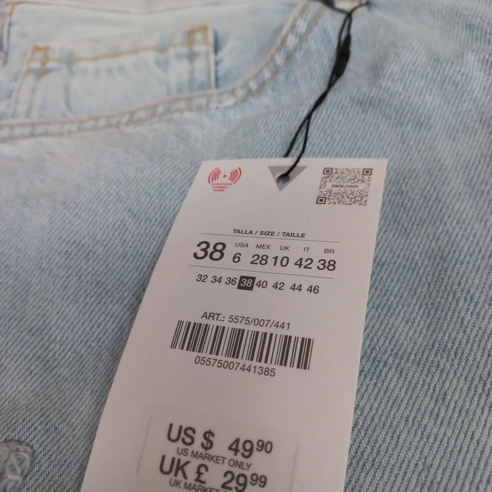 ZARA WOMEN'S LIGHT WASH DENIM JEANS, EU 38 / UK 10