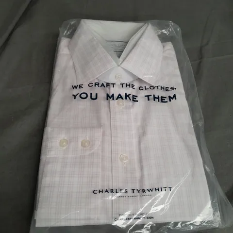 SEALED CHARLES TYRWHITT SLIM FIT PINK & WHITE SHIRT - 16 1/2 NECK