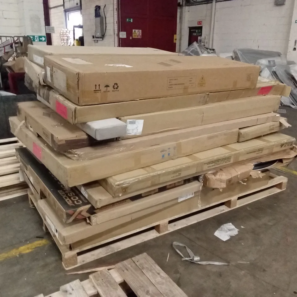 PALLET OF ASSORTED INCOMPLETE DESIGNER FURNITURE PARTS AND PIECES