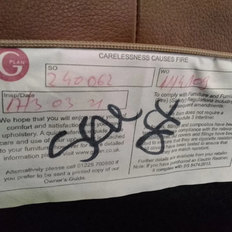 QUALITY DESIGNER G-PLAN JACKSON ELECTRIC RECLINER CHAIR - DALLAS TAN LEATHER 