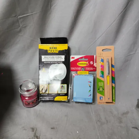 APPROXIMATELY 15 ASSORTED HOUSEHOLD ITEMS TO INCLUDE MULTI-FUNCTIONAL REUSABLE DOUBLE-SIDED TAPE, YANKEE CANDLE AND A PARKER PEN