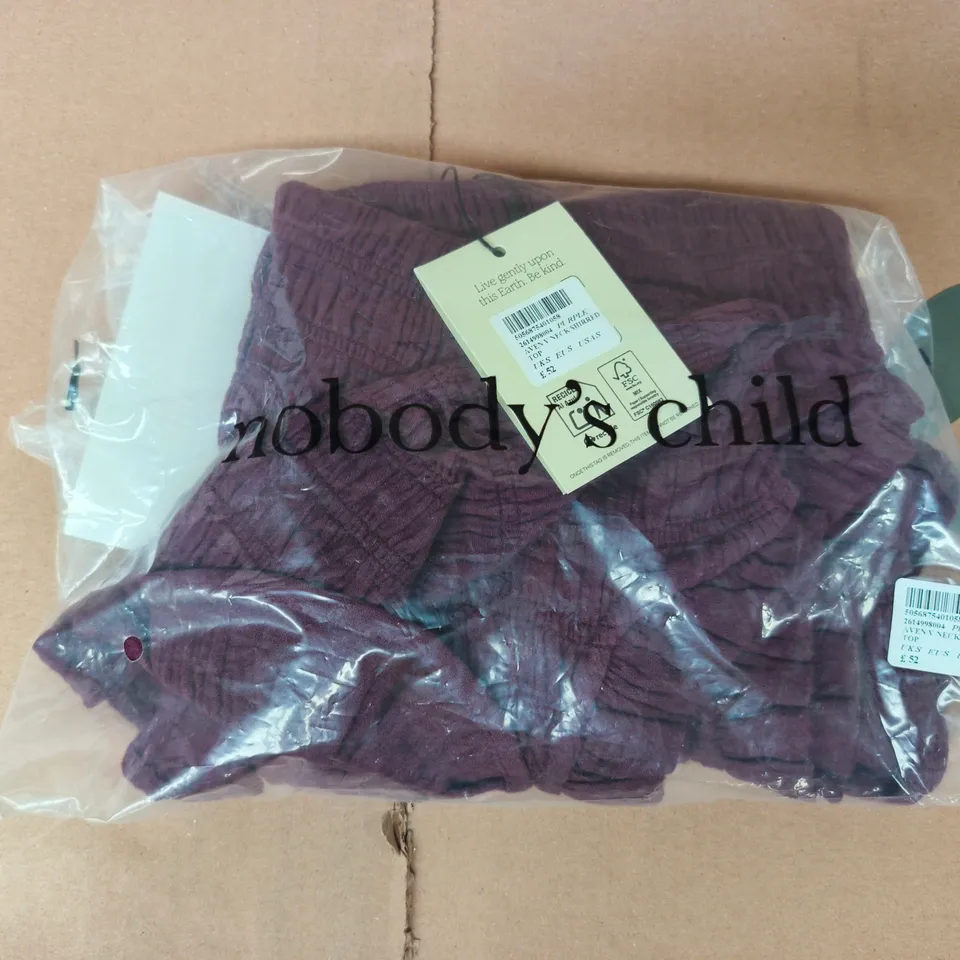 BAGGED NOBODY'S CHILD AVEN V-NECK SHIRRED TOP IN PURPLE SIZE SMALL