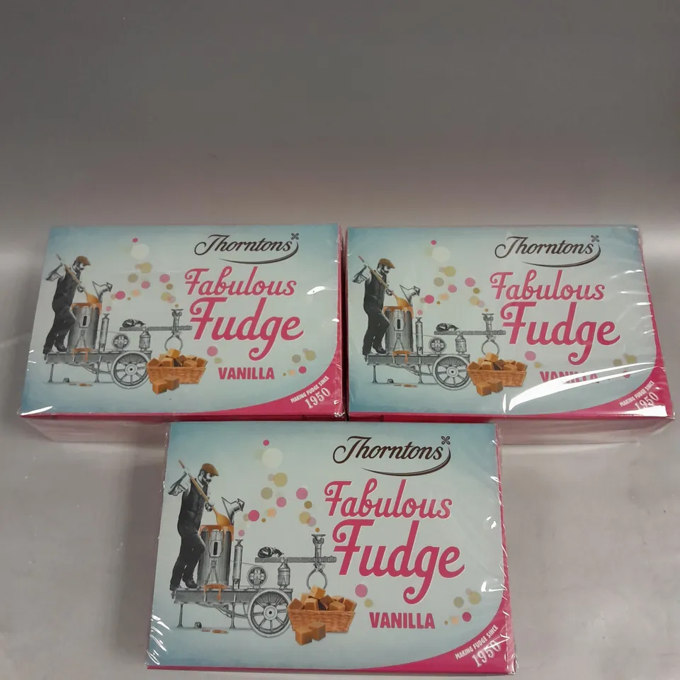 3 X SEALED THORNTONS FABULOUS FUDGE - VANILLA 3 X 350G