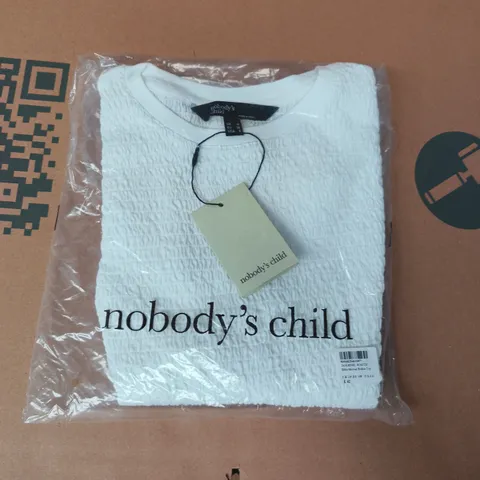 BAGGED NOBODY'S CHILD BILLIE SHIRRED BODICE TOP IN WHITE SIZE UK 10