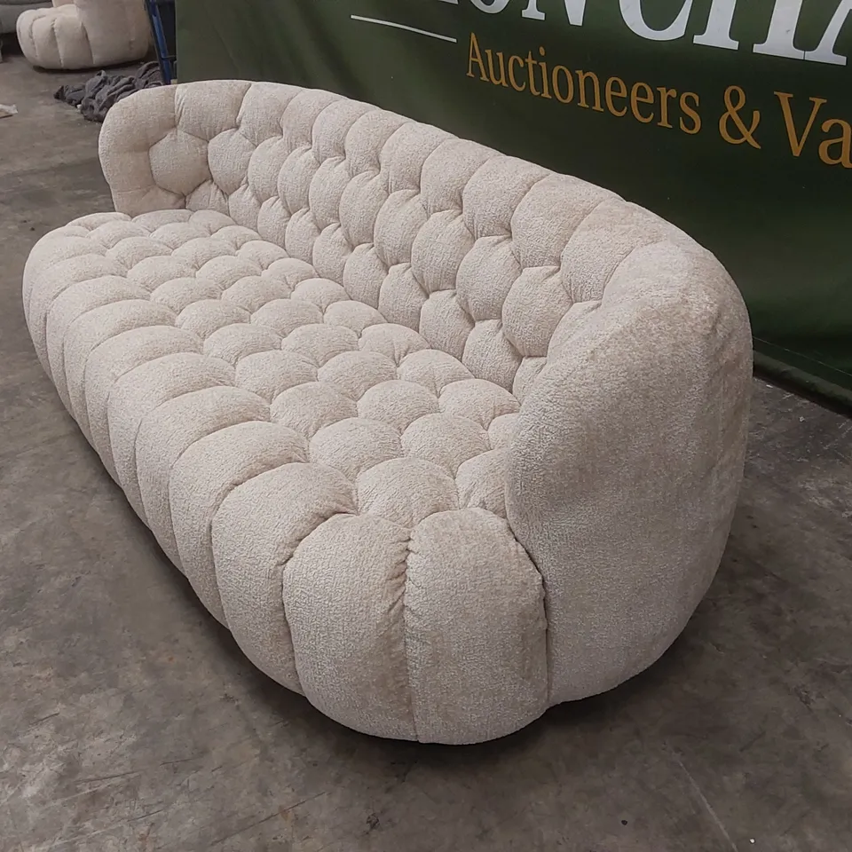 QUALITY DESIGNER HUIT OCTO 3 SEATER GLAM FABRIC SOFA - SAND
