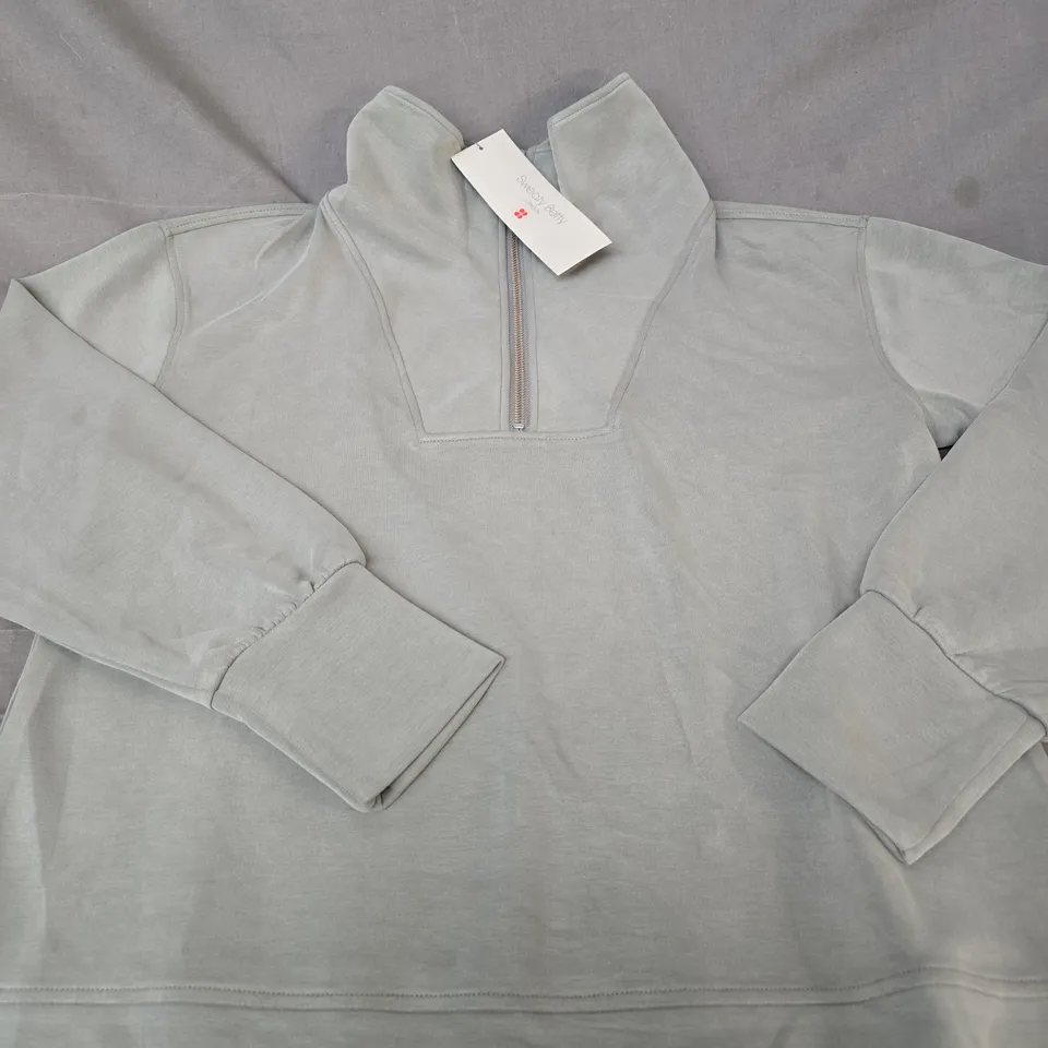 SWEATY BETTY SAND WASH HALF ZIP LONGLINE SWEATSHIRT - SIZE S