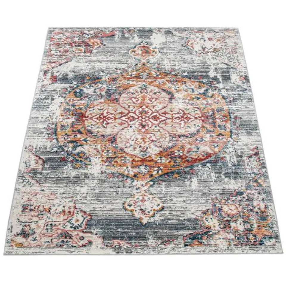 BRAND NEW BAGGED PACO HOME 733 HERBETE RUG IN GREY - 80 x 150cm