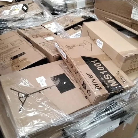 PALLET TO CONTAIN A LARGE QUANTITY TV AND MONITOR WALL/DESK MOUNTS AND BRACKETS // BRANDS AND SIZES VARY
