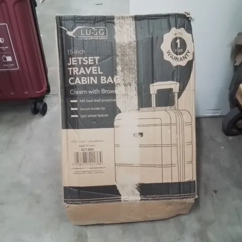 BOXED LUGG - 15INCH JETSET TRAVEL CABIN BAG CREAM & BROWN